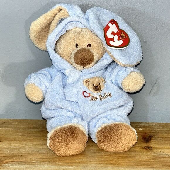 TY Pluffies BABY‎ BEAR BLUE Love To Baby Lovey Plush Stuffed